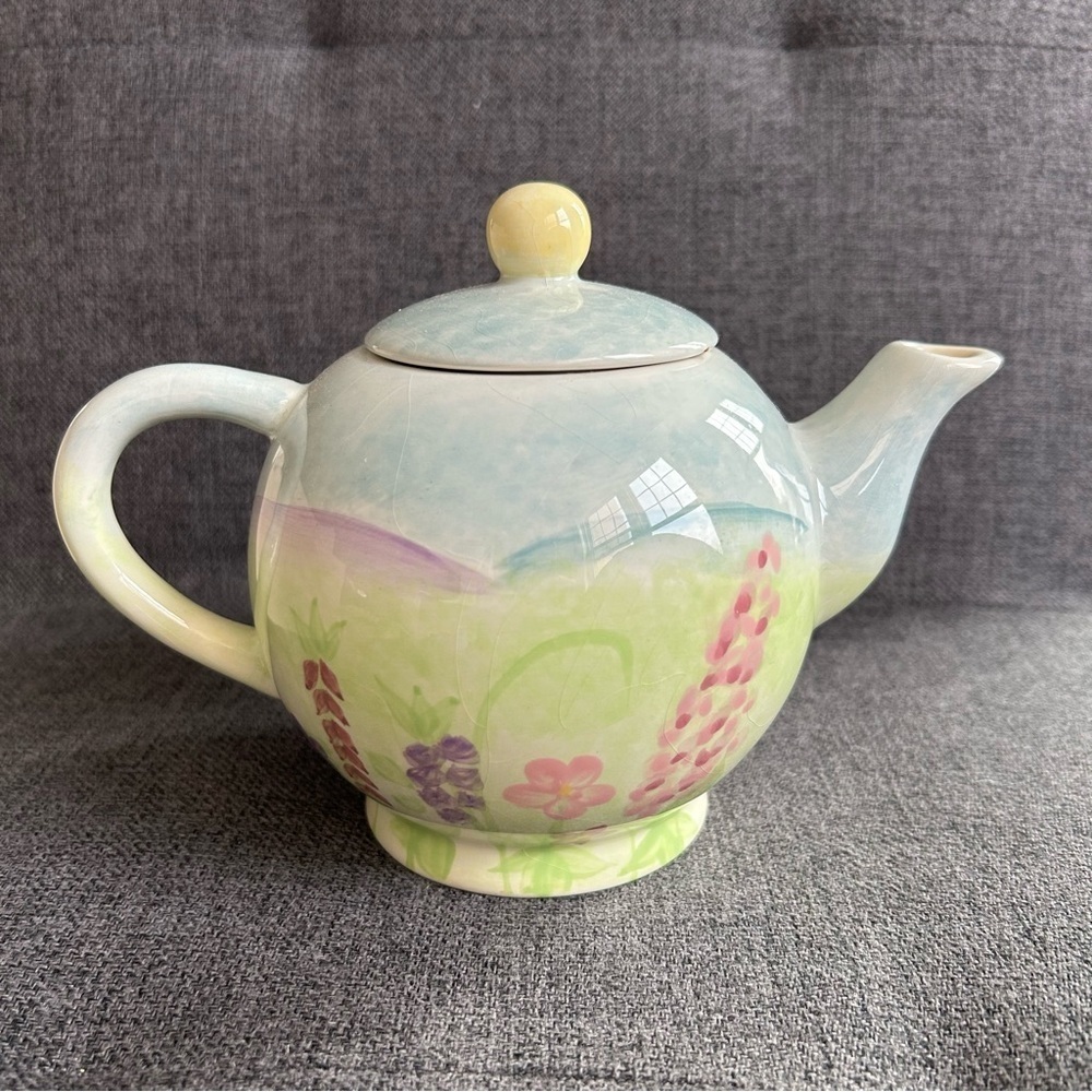Colorful Floral Teapot, Blue, Green, Pink Pastels, 16 oz - Picture 4 of 16